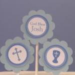 God Bless Blue Cross Cupcake Toppers